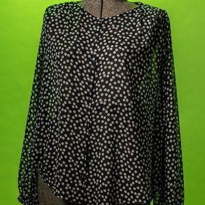 Zara shirt / Polka Dot blouse / Chiffon Blouse /